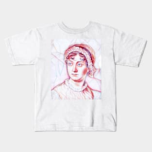 Jane Austen Portrait | Jane Austen Artwork Line Art Kids T-Shirt